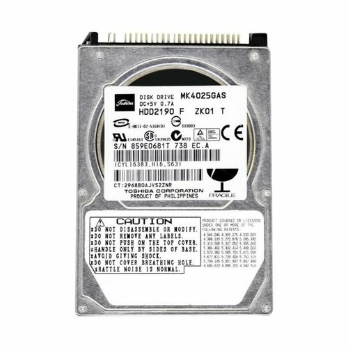 Жесткий диск Toshiba HDD2190 40Gb 4200 IDE 25 HDD 7010₽
