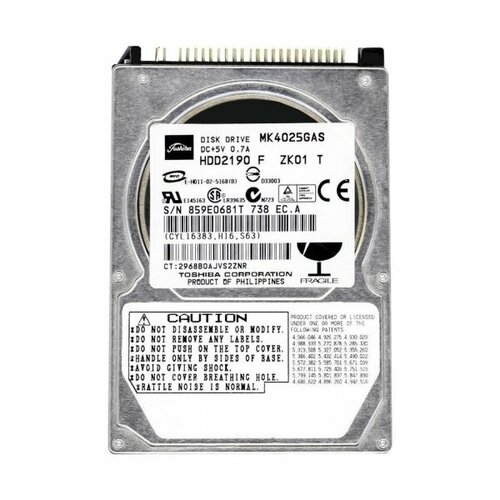 Жесткий диск Toshiba HDD2190 40Gb 4200 IDE 2,5 HDD жесткий диск fujitsu mhv2040at 40gb 4200 ide 2 5 hdd