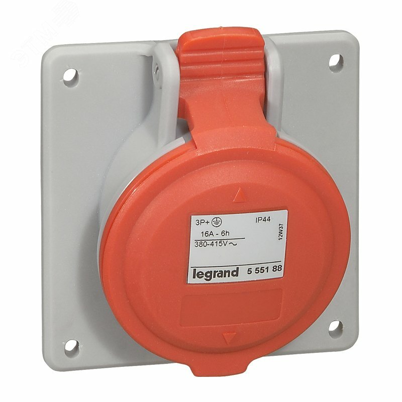 555189 Встраиваемая наклонная розетка - P17 Tempra Pro - IP 44 - 380/415 В~ - 16 A - 3К+Н+З Упаковка (10 шт.) Legrand - фото №4