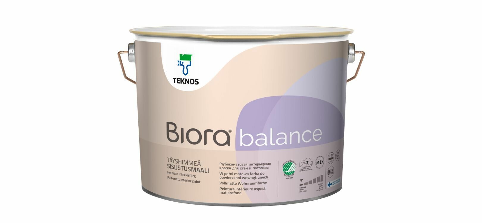 Teknos Biora Balance/Текнос Биора Баланс 9л, База РМ1(Белая), глубокоматовая интерьерная краска для стен и потолков