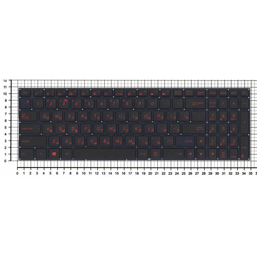 Клавиатура для ноутбука Asus FX502 черная с красной подсветкой клавиатура keyboard для ноутбука asus fx502 fx502v fx502vm fx502vd черная с красной подсветкой