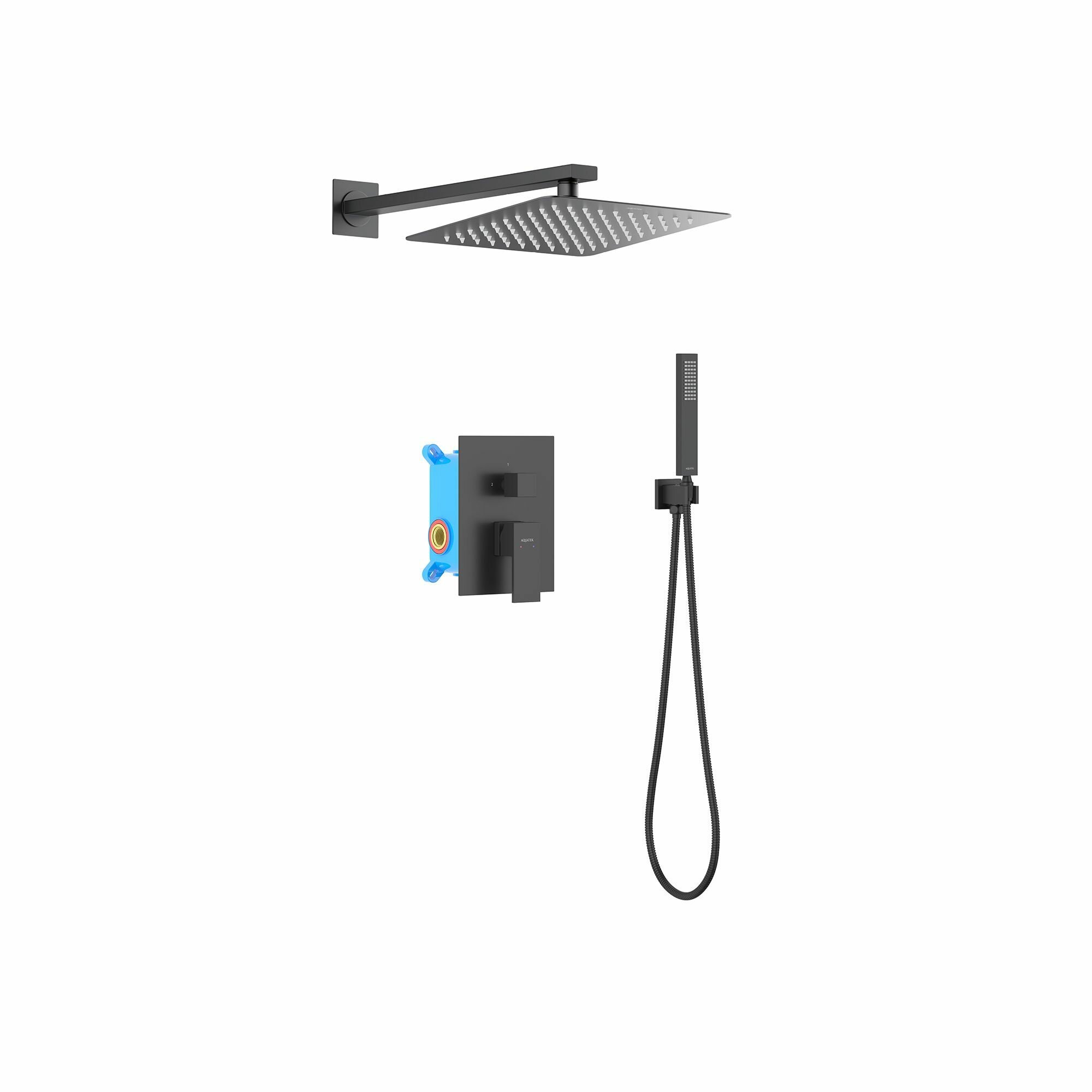 Душевой комплект однорычажный AQUATEK, матовый черный AQ1672MB либра, Черный матовый
