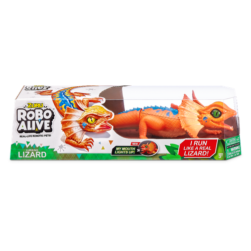 Интерактивная игрушка ZURU Плащеносная Ящерица Оранжевый 34 см зуру 2099₽