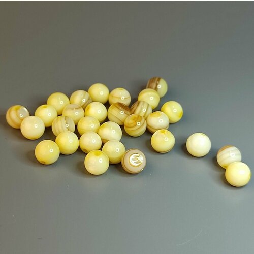 Бусина Перламутр желтый гладкий шар 6+- мм 30 шт. бусина перламутр насыщенно желтый гладкий шар 9 5 10 мм