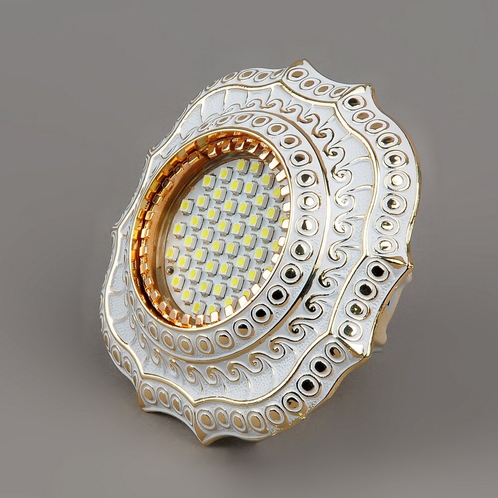 фото 6127-GU-10-Wh-Gl Светильник точечный белый-золотой