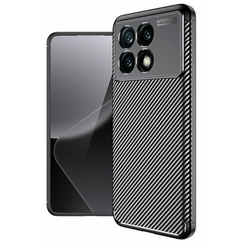 Накладка силиконовая для Poco X6 Pro под карбон чёрная накладка силиконовая для xiaomi redmi note 13 pro 5g poco x6 карбон сталь чёрная