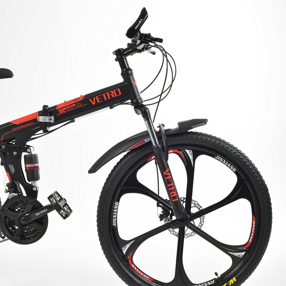 Складной велосипед VETRO TITAN 26" 2024 17", рост 150-185 см, черный красный