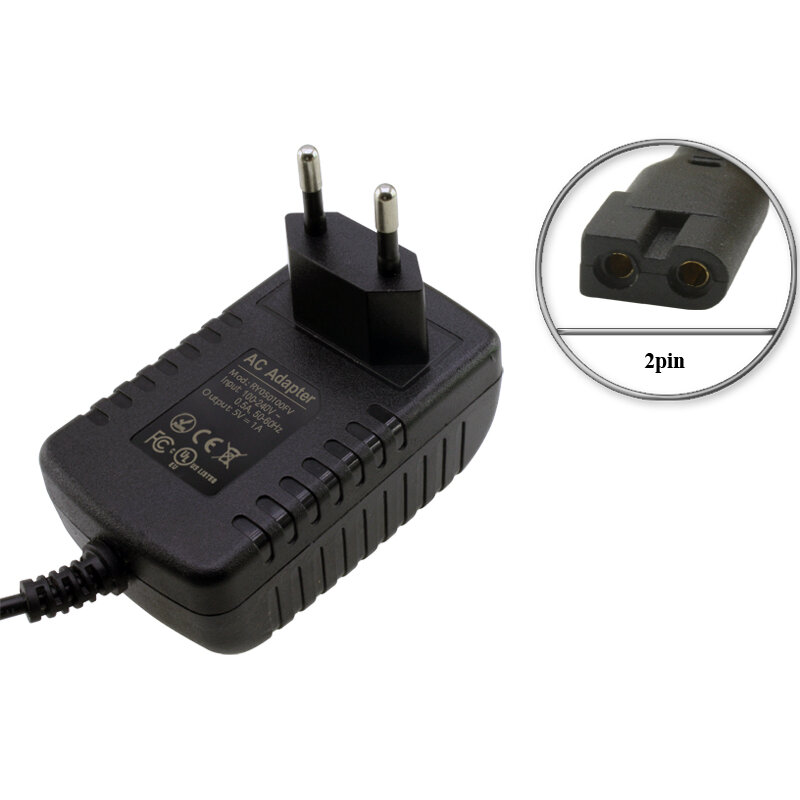 Адаптер (блок) питания 5V, 1A, 2pin (RY050100EU, SW-050100EU, RY050100FV), зарядное устройство машинки для стрижки, триммера, клиппера.