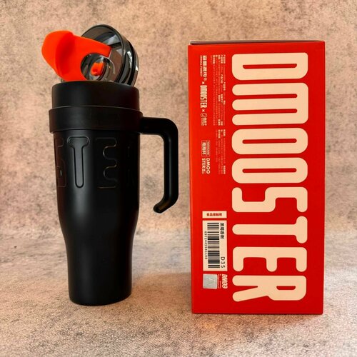 Эксклюзивная термокружка / D mooster / не протекает/ в комплекте металлическая трубочка / комплект стиков / Черный