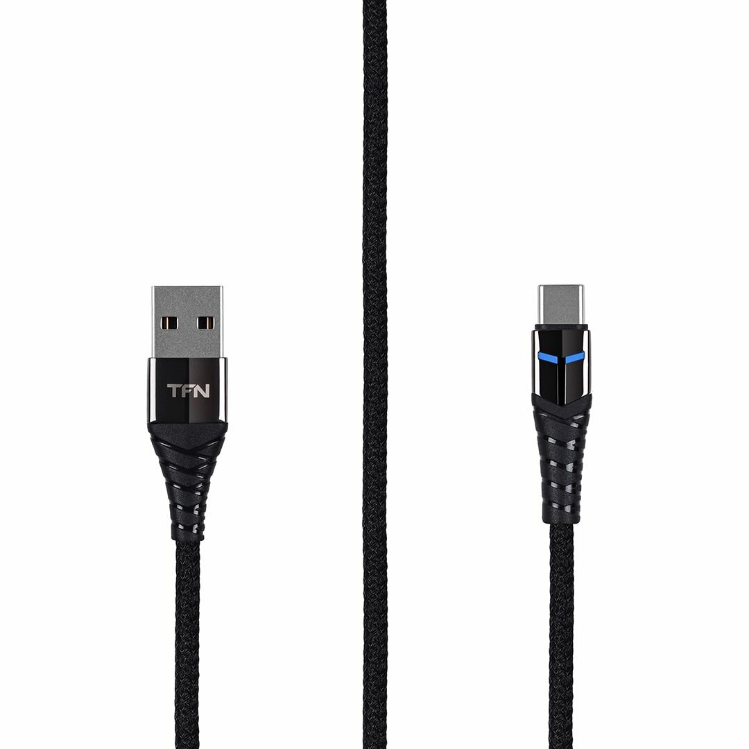 Кабель TFN Knight, USB-A / USB-C, нейлон, 5A, 1 м, черный
