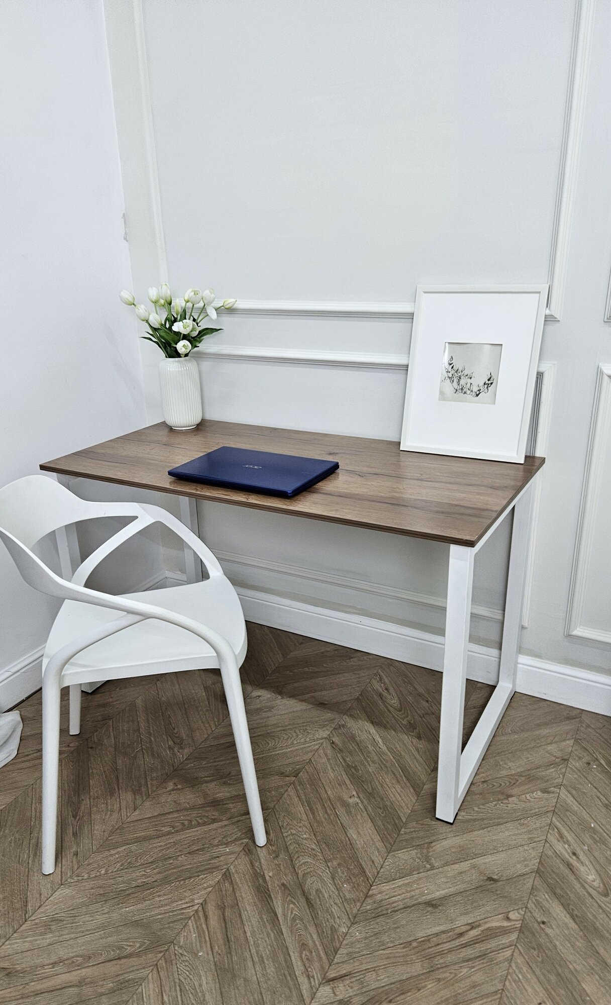 фото Стол письменный Лофт, цельнометаллический черный, 1200х600х750мм, Дуб табачный