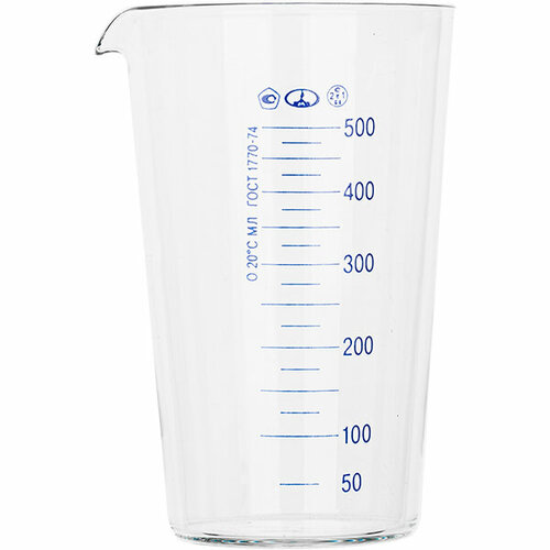 Мензурка ТУ ГОСТ-1770-74; стекло; 0, 5л; D=10, H=16см; прозрачный