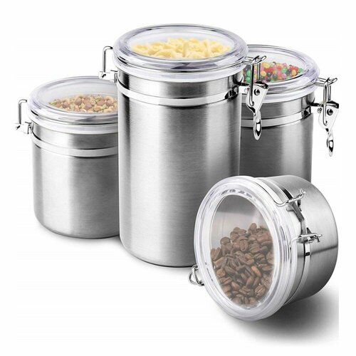 Герметичные стальные емкости для хранения - набор из 4-х штук