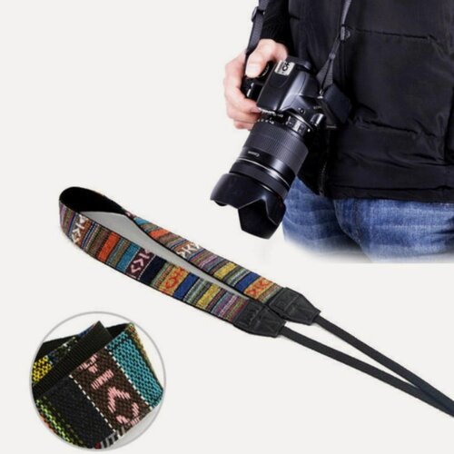 Изображение товара Ремень для фотоаппарата универсальный принт узор, нашейный плечевой для фото и видео камер.
