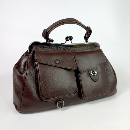 Сумка саквояж RICHEZZA, фактура гладкая, коричневый