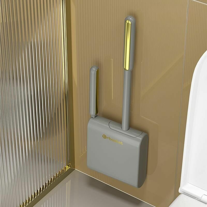 фото Ершик силиконовый с щеткой настенный белый