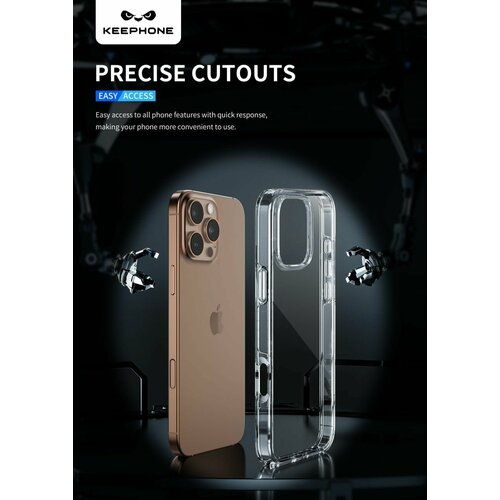фото Чехол для iphone 16 pro keephone case, прозрачный противоударный чехол для айфон 16 про