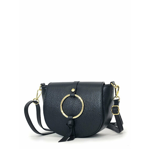 Сумка седло STEFFALINI, фактура зернистая, черный