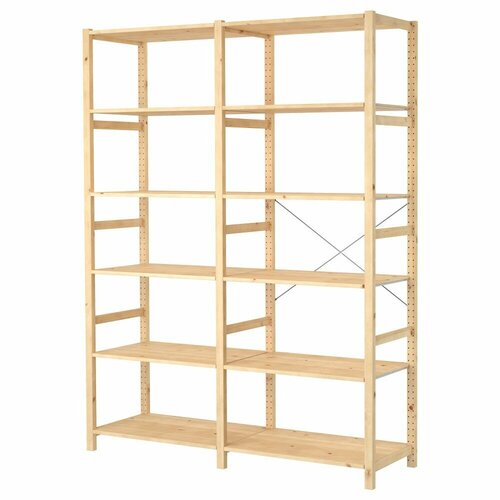 фото Стеллаж деревянный напольный ikea ivar 174х30х226 см, 12 полок, сосна икеа
