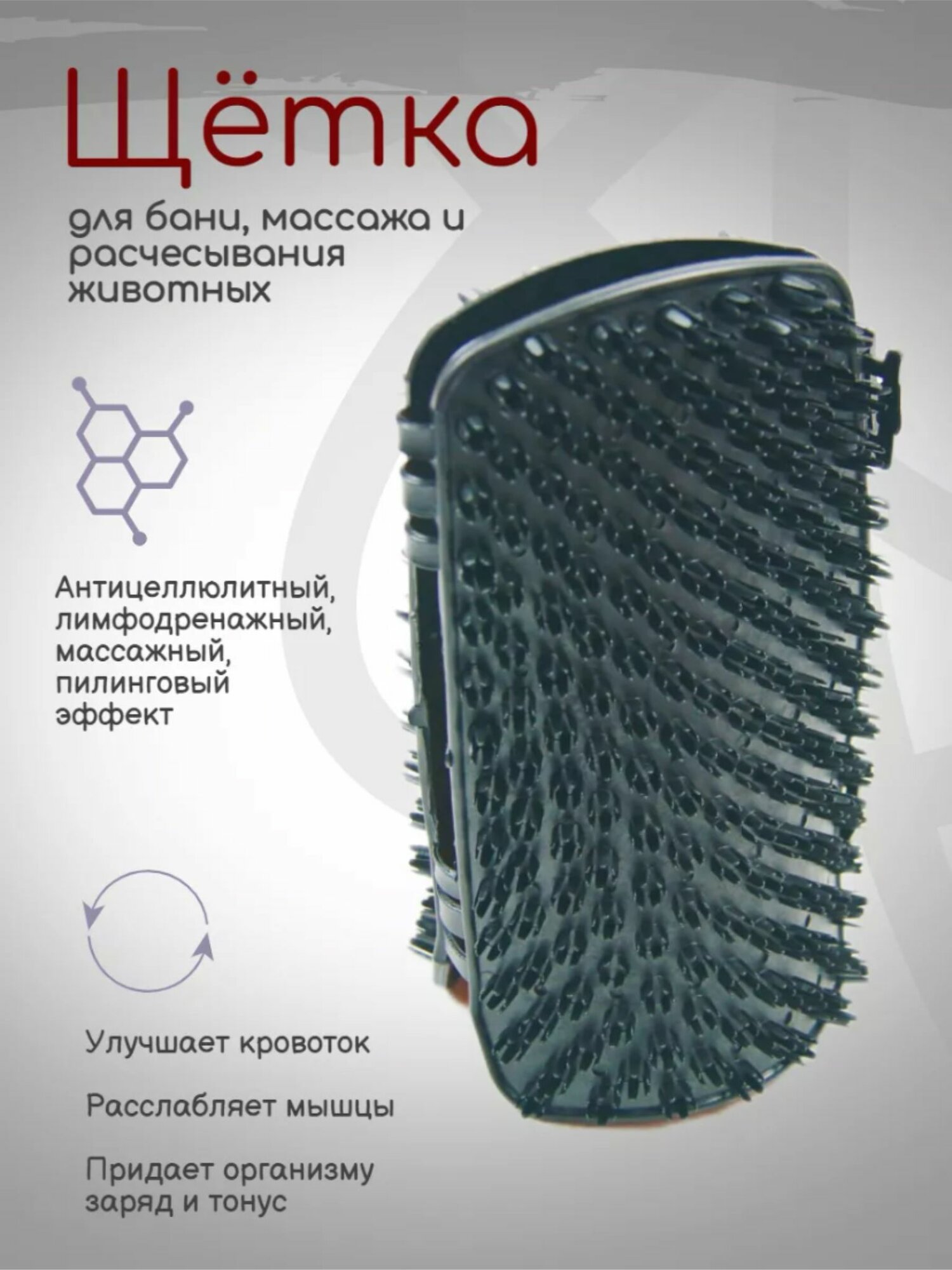 Массажная щетка антицеллюлитная для бани (черный)
