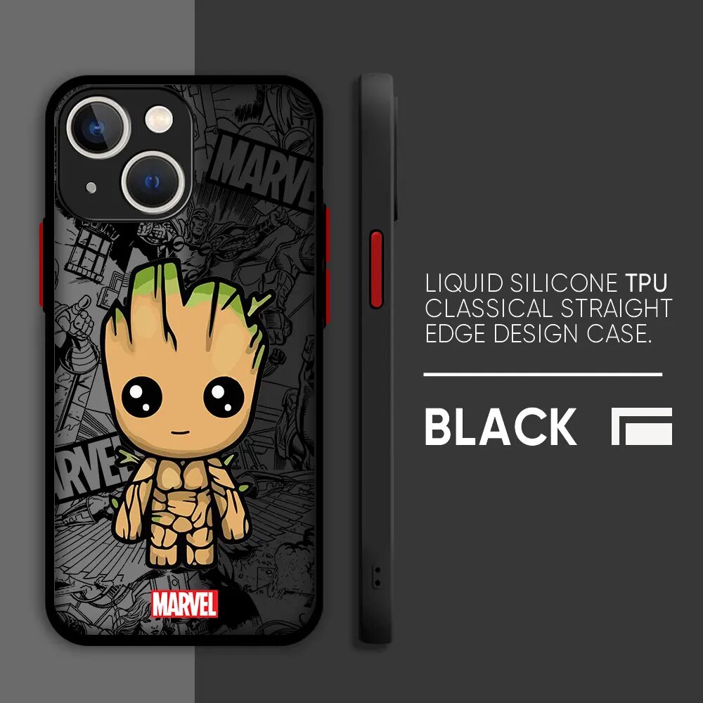 Чехол с рисунком Человека-паука Marvel Groot для Apple iPhone 7 6S XR XS X 13 12 Mini 14 15 Pro Max 11 Pro SE 8 Plus, силиконовый мягкий чехол, FGMS-BKS01, for iPhone 15 Pro