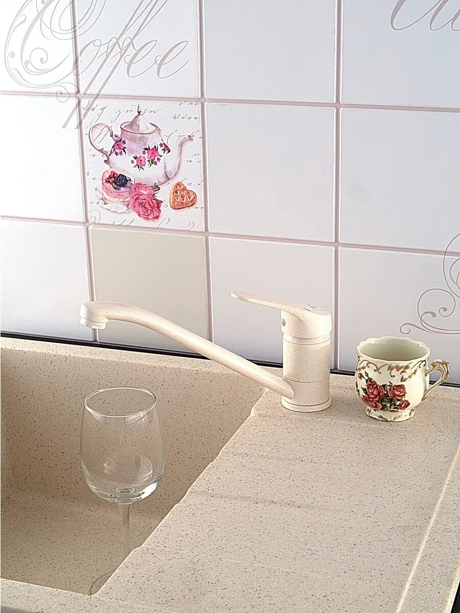 Смеситель кухонный Diadonna, латунь, поворотный излив, гибкий шланг, белый — фото 1