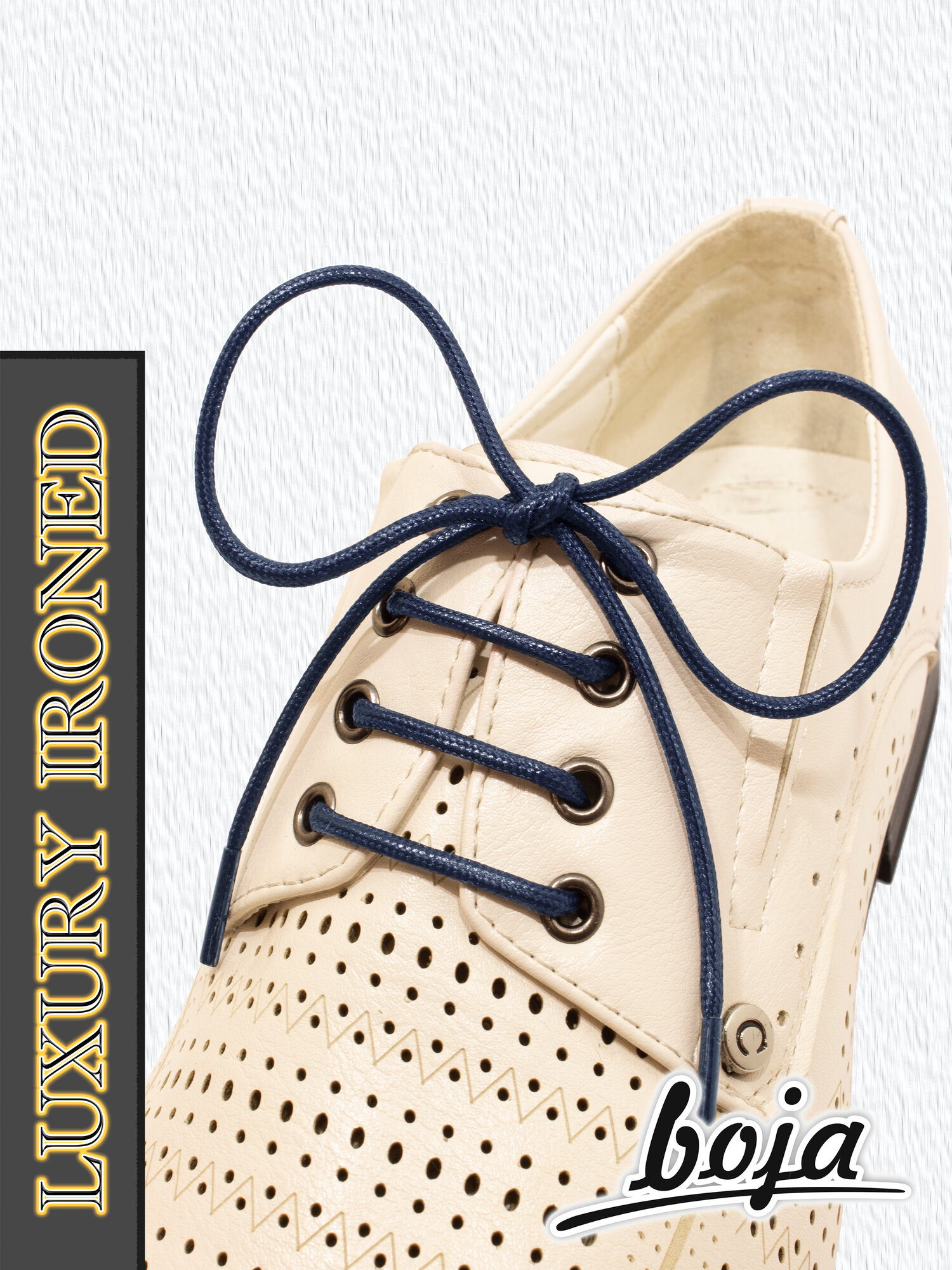 Шнурки тонкие для обуви BOJA (LUX), для туфель, синие темные, 80 см, круглые, для классической обуви