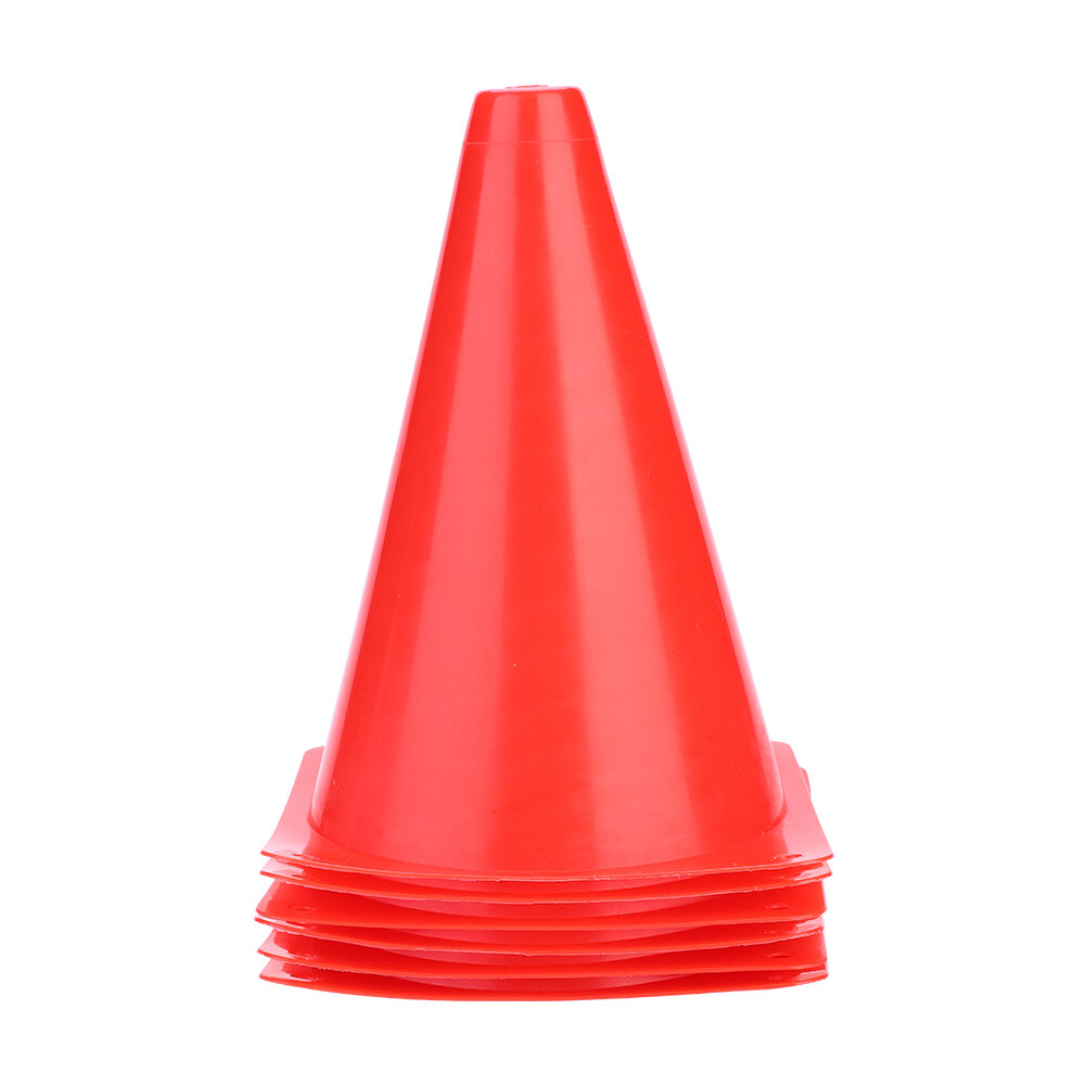 6pcs 18cm Soccer Training Cone Football Barriers Plastic Marker Holder Accessory (Red)