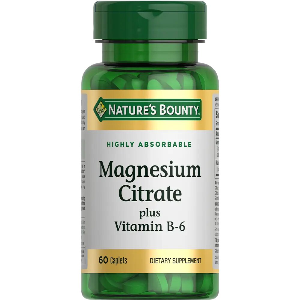 БАД Nature's Bounty Таблетки "Цитрат магния с витамином В-6", 60 шт.