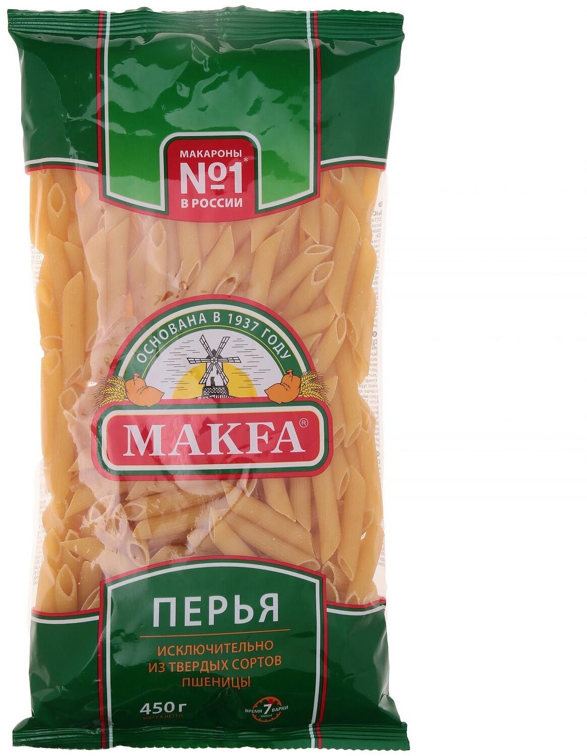 Макароны Makfa "Перья", высший сорт, из твердых сортов пшеницы, без добавок, 450 г — фото 1