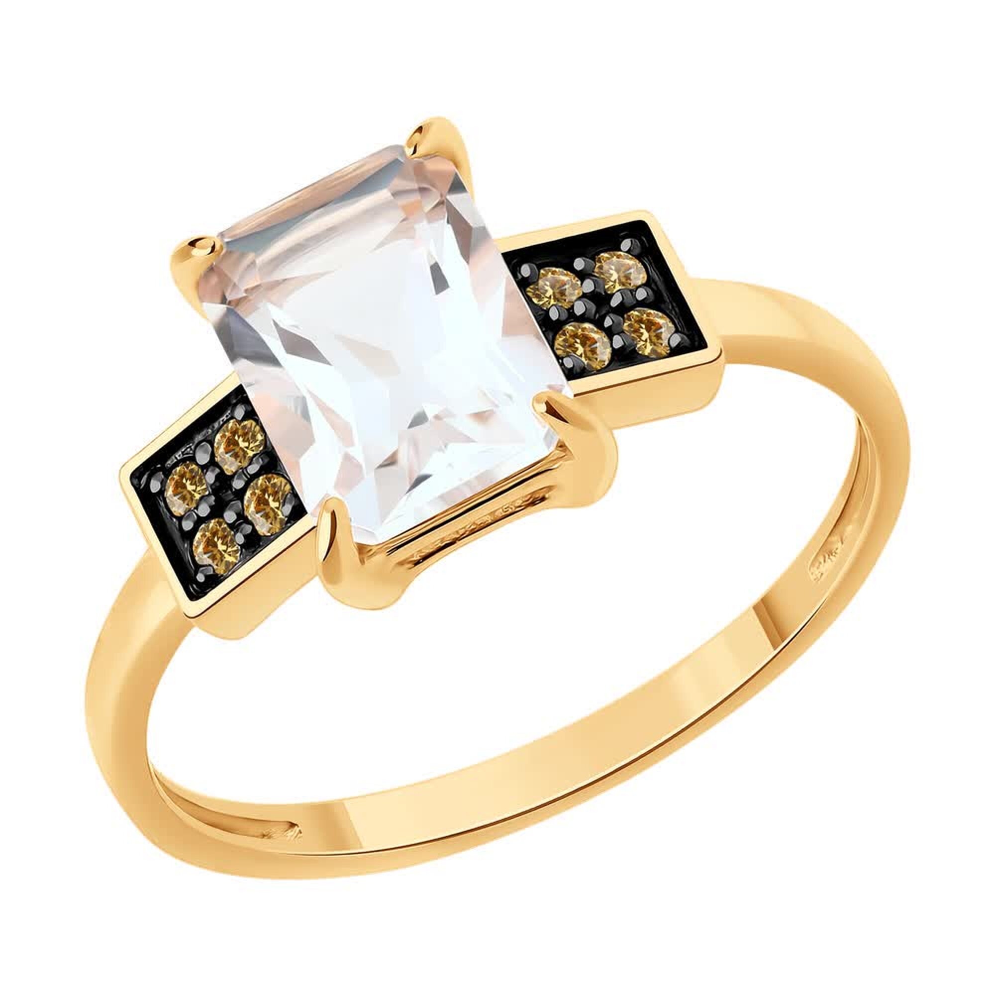 Кольцо Diamant online, красное золото, 585 проба, фианит, горный хрусталь