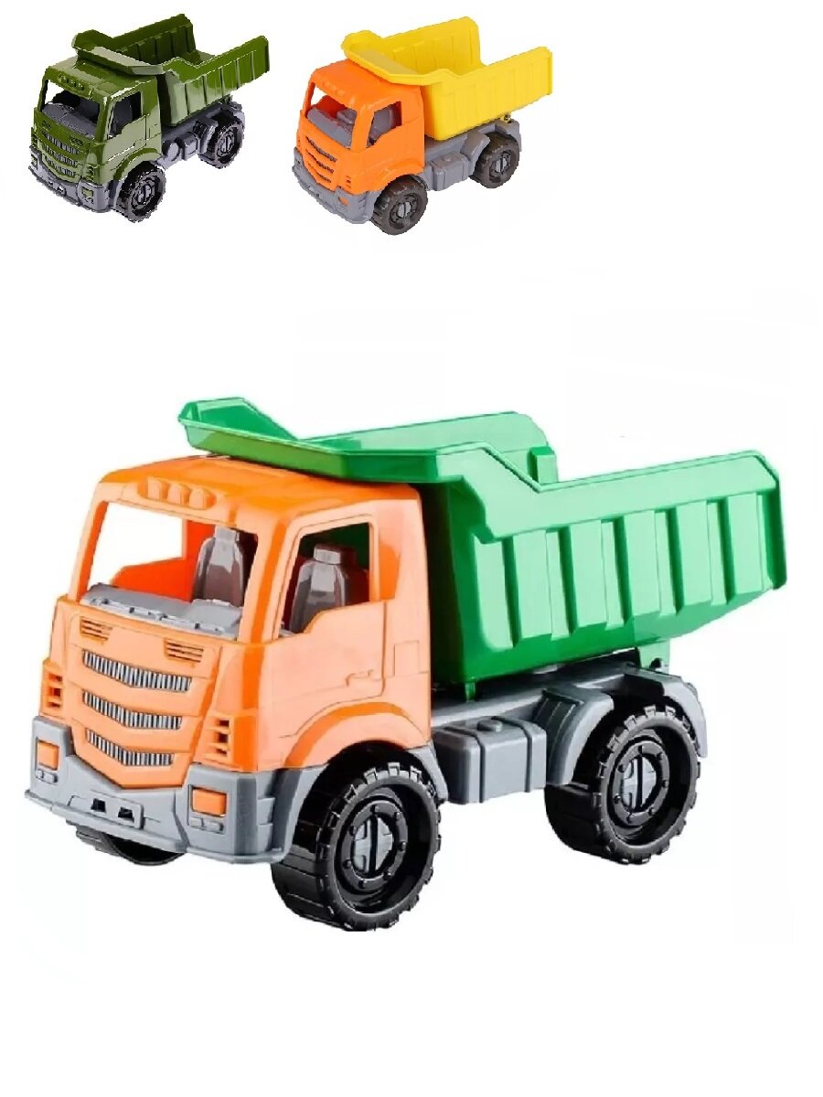 Игрушка пластиковая для мальчиков большой строительный Грузовик самосвал "Ростислав" 30 см для песочницы, кузов поднимается, Рыжий Кот И-2625