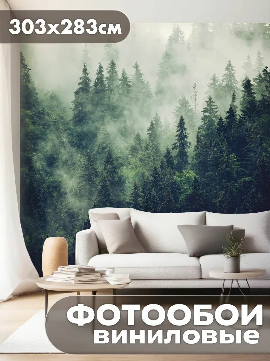 Фотообои 3d для зала и спальни лес в тумане природа пейзаж