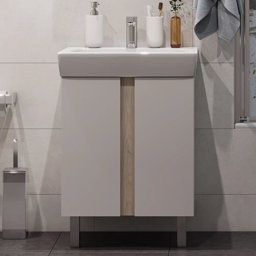 Тумба под раковину без столешницы AQUATON Кантри 60 белый/дуб верона