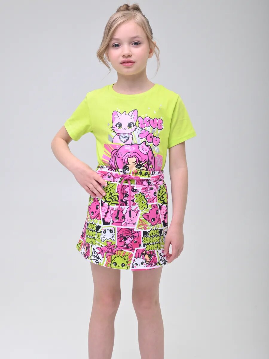 Юбка Kari Kids размер 6-7 зеленый/розовый