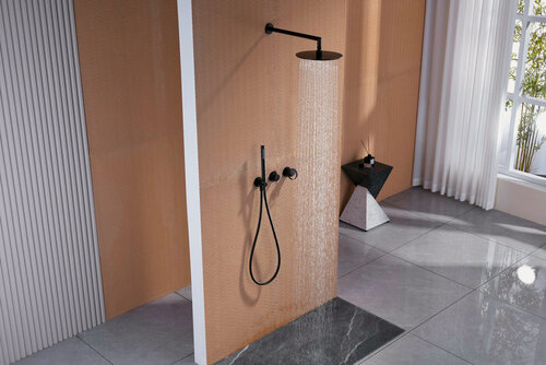 Изображение товара Душевая система скрытого монтажа с тропическим душем 2 функциями без излива от бренда Ganzer GZ19164-C черный