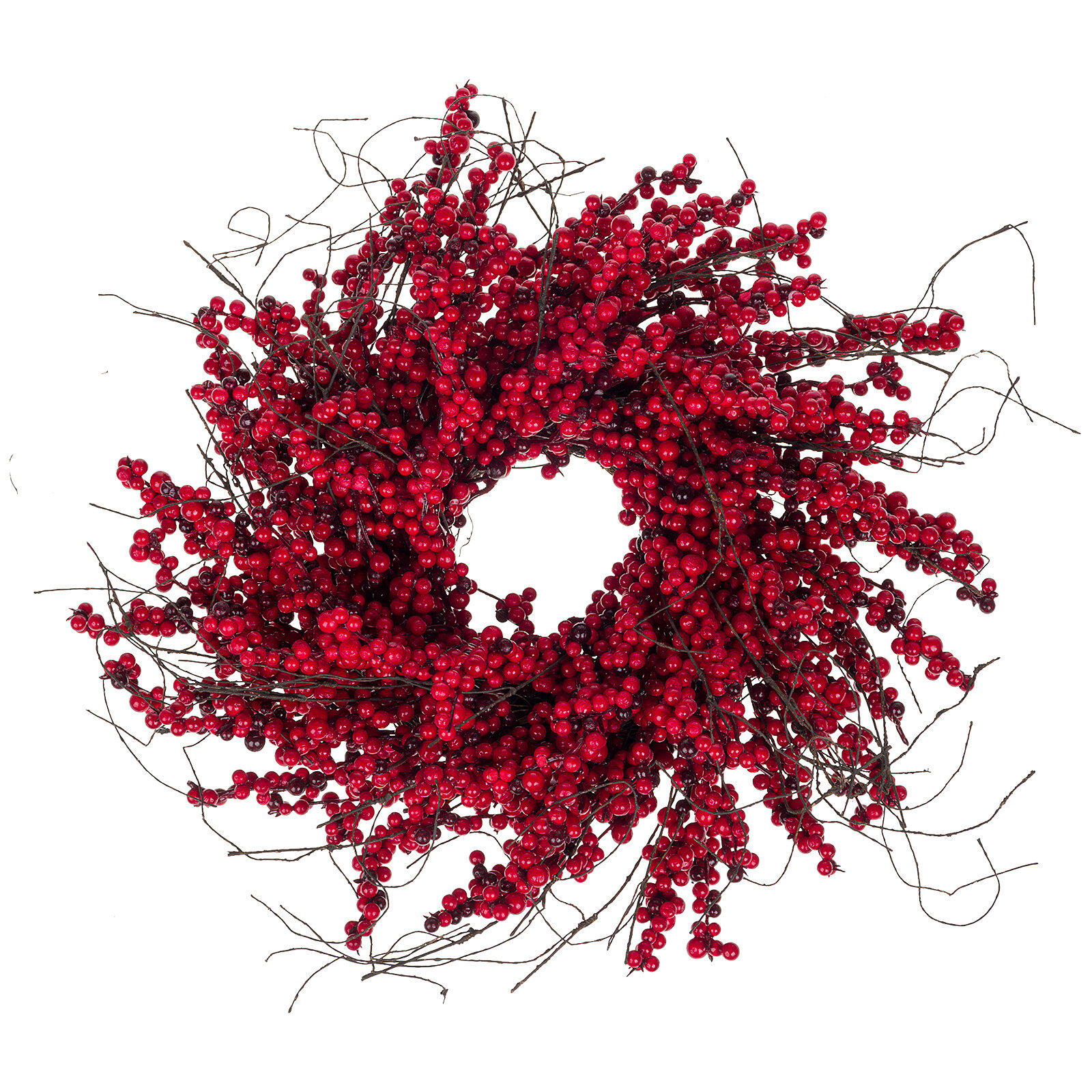 Венок искусственный ягодный (пластик) D40xH112 см Красный