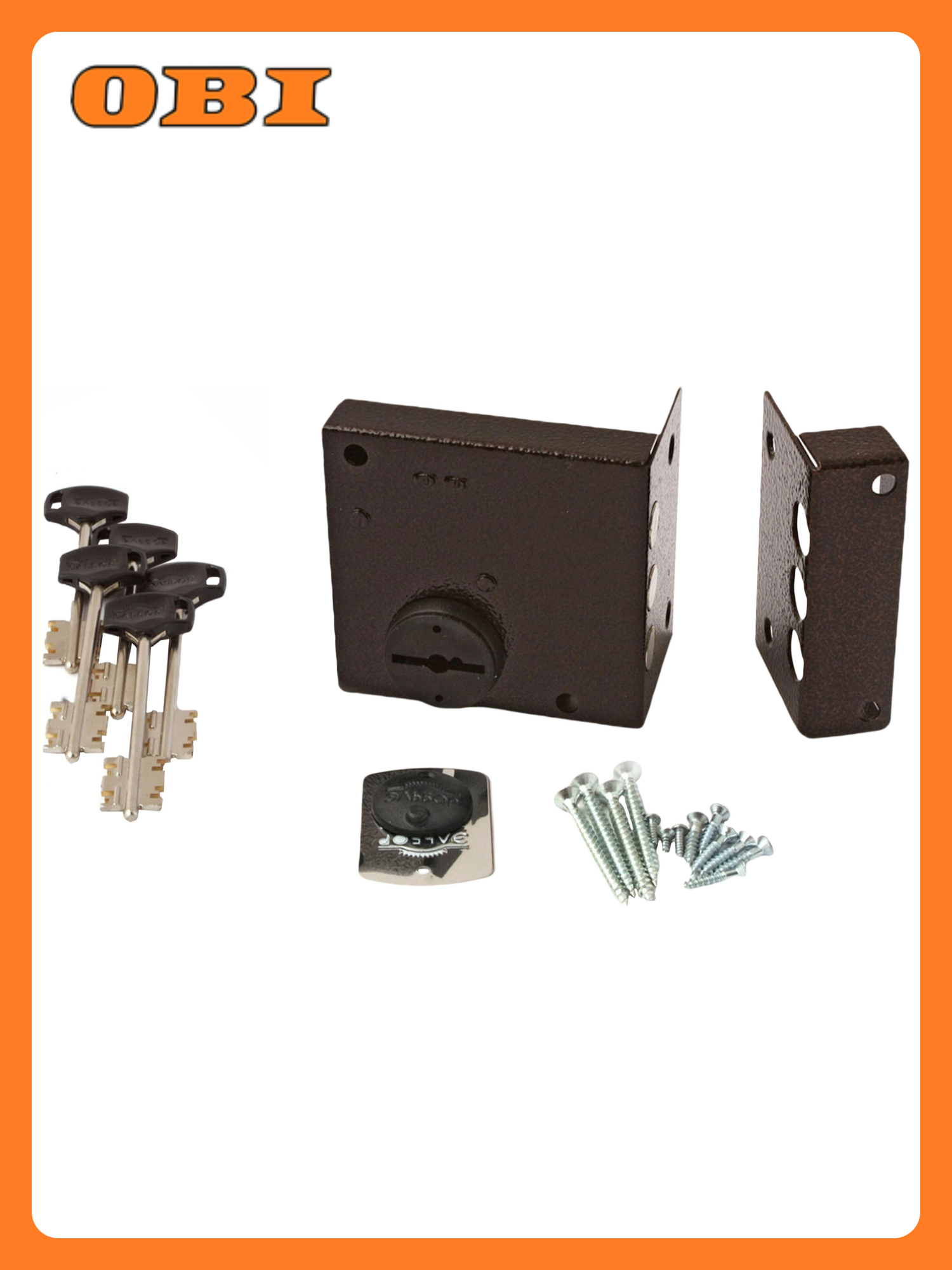 Замок накладной Гардиан Кремень для входной двери 5 ключей 3 ригеля медь