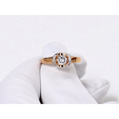 фото Кольцо diamant online, золото, 585 проба, фианит, размер 17.5, прозрачный