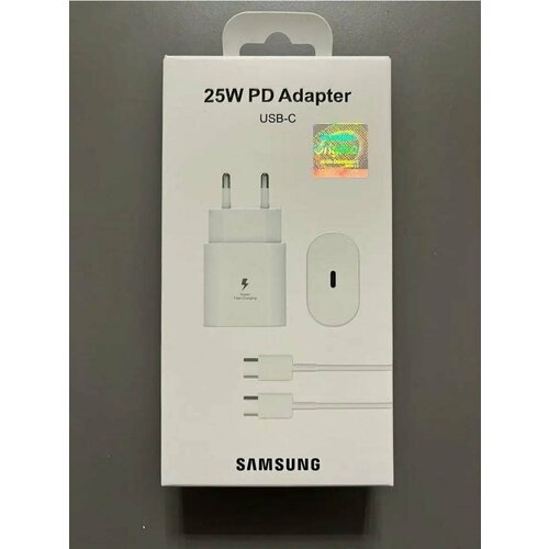 Адаптер 25W PD USB-C белый блок питания для samsung 25w pd power adapter usb c сетевой адаптер для самсунг 25вт белые