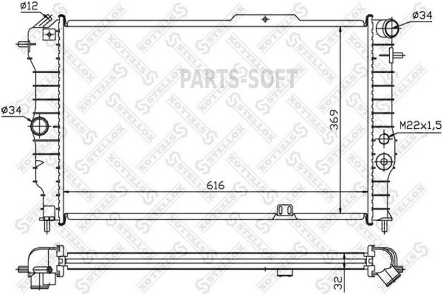 STELLOX 1025251SX 10-25251-SX_радиатор системы охлаждения!\ Opel Vectra 1.4-1.7D 88-00