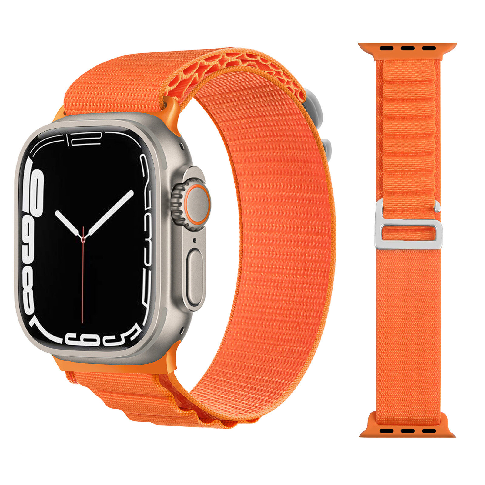 Нейлоновый тканевый ремешок "Альпийская петля" для Apple Watch Series 1-9 и Ultra 42/44/45/49 мм, X9 Pro2 / X9+ Ultra2 / X8 Pro+, 04 оранжевый