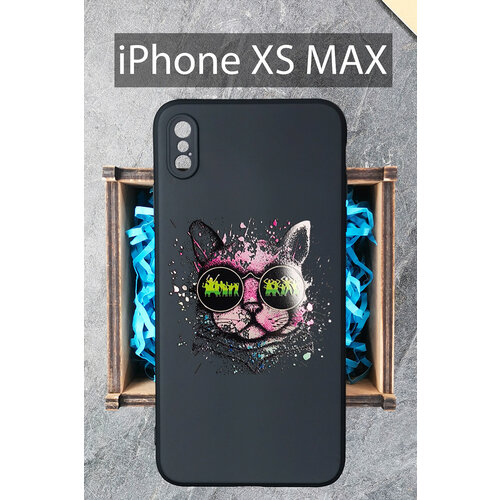 Силиконовый чехол Кот диско для iPhone XS MAX / Айфон XС макс силиконовый чехол видеохостинг для iphone xs max айфон xс макс
