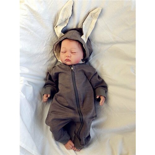 фото Комбинезон , открытая стопа, размер 3-6 мес, коричневый нет бренда