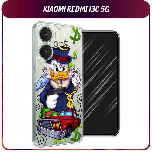 Силиконовый чехол на Xiaomi Redmi 13C 5G/13R 5G/Poco M6 5G / Сяоми Редми 13C 5G/13R 5G/Поко М6 5G Scrooge McDuck with a Gold Chain, прозрачный силиконовый чехол на xiaomi redmi 13c 5g 13r 5g poco m6 5g сяоми редми 13c 5g 13r 5g поко м6 5g акварель