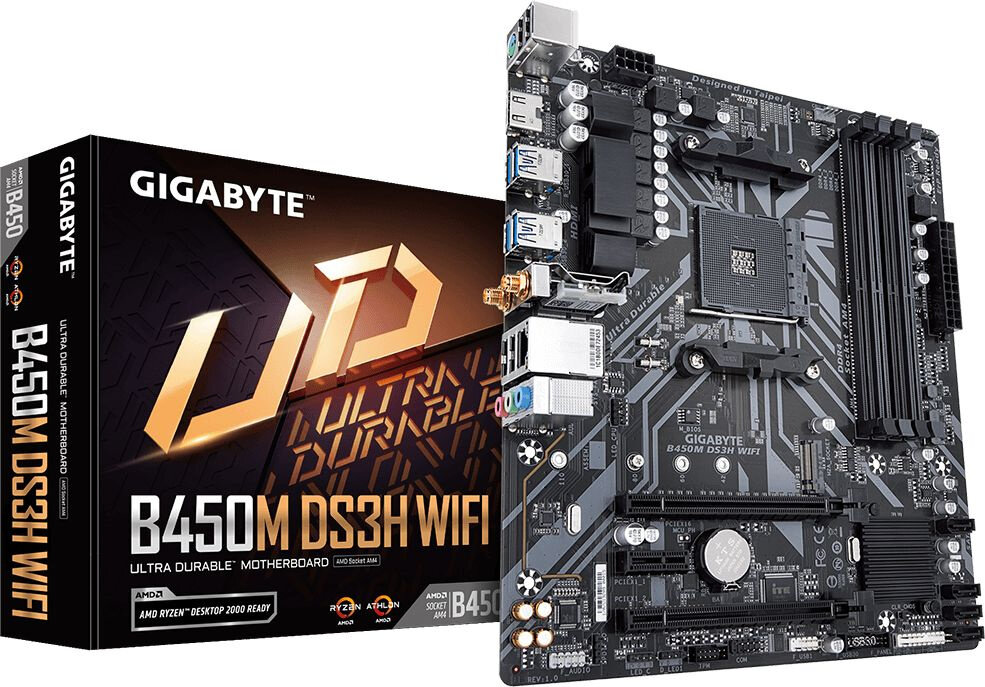 Материнская плата Gigabyte B450M DS3H WIFI Soc-AM4 AMD B450 4xDDR4 mATX AC`97 8ch(71) GbLAN RAID+HDMI