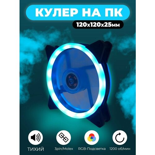 RGB кулер для компьютера, корпуса ПК 12х12 см