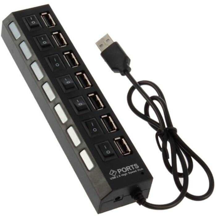 USB разветвитель на 7 портов USB HUB 7PS черный