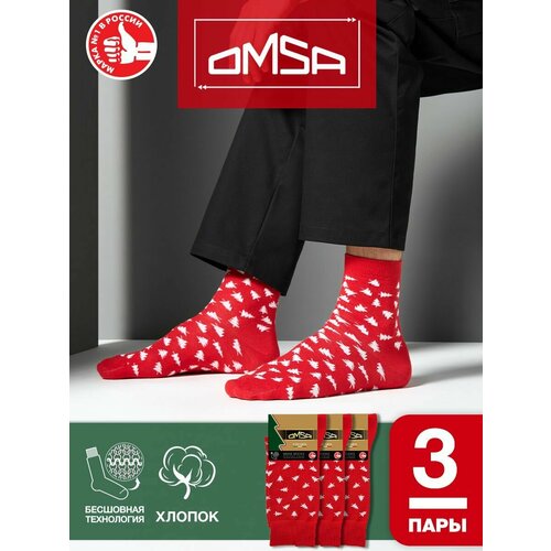 Носки Omsa, 3 пары, размер 42-44 (27-29), красный