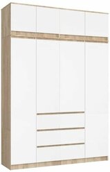 Шкаф для одежды с антресолями 160х48х250 см, Сонома/Белый матовый